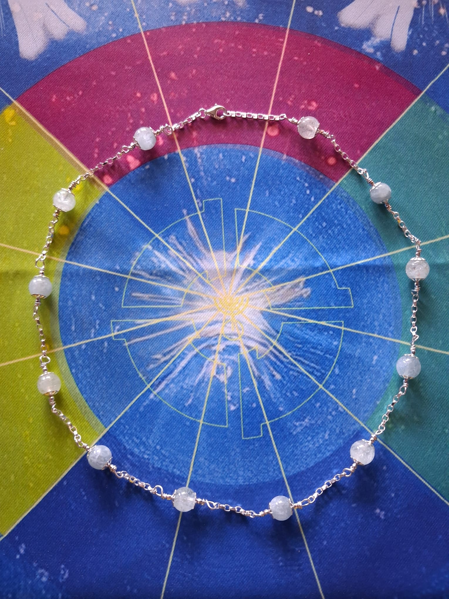 collier de luxe des 12 Perles de l’Archange Gabriel, avec L’AIGUE MARINE qualité gemme